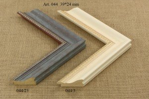 Rėmelio profilis 044.23 044.3: kreminis ir natūralios medienos, plotis 39 mm, 2 spalvų variantai