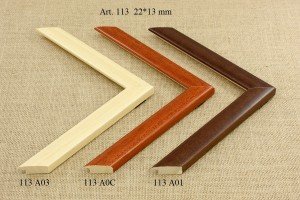 Rėmelio profilis 113 A03 A0C A01: tamsiai rudas, oranžinis ir kreminis, plotis 22 mm, 3 spalvų variantai
