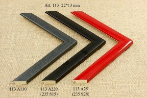 Rėmelio profilis 113 A110 A220 A25: raudonas, juodas ir tamsiai pilkas, plotis 22 mm, 3 spalvų variantai