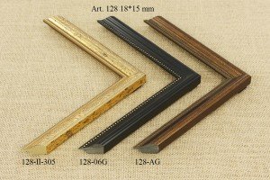 Rėmelio profilis 128-II-305 , 128-06G , 128-AG: rudas, natūralios medienos ir juodas, plotis 18 mm, 4 spalvų variantai