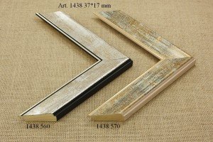 Rėmelio profilis 1438 560 , 1438 570: natūralios medienos, plotis 37 mm, 2 spalvų variantai