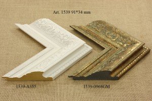 Rėmelio profilis 1539-A355 , 1539-0968GM: natūralios medienos ir kreminis, plotis 91 mm, 2 spalvų variantai