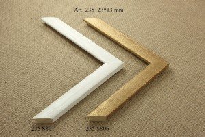 Rėmelio profilis 235 S801 S806: natūralios medienos ir kreminis, plotis 23 mm, 2 spalvų variantai