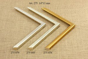 Rėmelio profilis 275 079 045 078: auksinis, kreminis ir natūralios medienos, plotis 14 mm, 3 spalvų variantai
