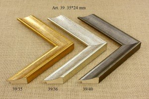 Rėmelio profilis 39.35 39.36 39.40: pilkas, kreminis ir natūralios medienos, plotis 35 mm, 3 spalvų variantai