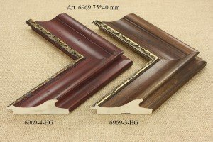 Rėmelio profilis 6969-4-HG 6969-3-HG: rudas ir tamsiai rudas, plotis 75 mm, 2 spalvų variantai