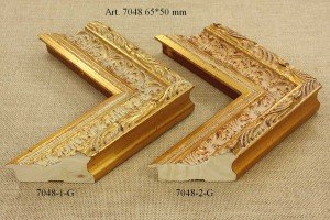 Rėmelio profilis 7048-1-G 7048-2-G: šviesiai rudas ir tamsiai auksinis, plotis 65 mm, 2 spalvų variantai