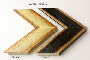 Rėmelio profilis 7163 (2): juodas ir natūralios medienos, plotis 60 mm, 2 spalvų variantai