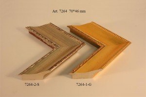 Picture frame moulding 7264: orange and bronze, 70 mm wide, 2 colour variants