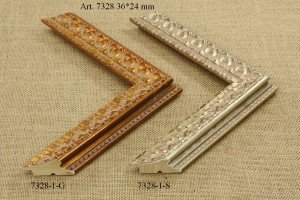 Rėmelio profilis 7328-1-G , 7328-1-S: natūralios medienos, plotis 36 mm, 2 spalvų variantai