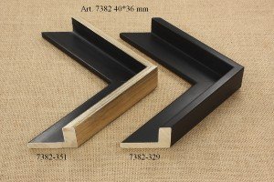 Picture frame moulding 7382-351 , 7382-329: black, 40 mm wide, 2 colour variants