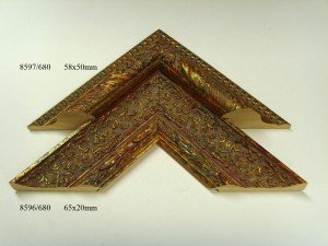 Rėmelio profilis 8596(7) 680: tamsiai rudas ir rudas, plotis 58 mm, 2 spalvų variantai