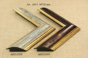 Rėmelio profilis A013-2458 2459: tamsiai rudas ir natūralios medienos, plotis 48 mm, 2 spalvų variantai