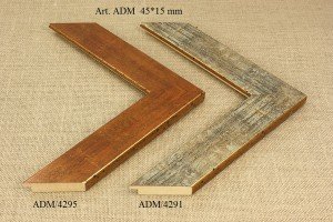 Rėmelio profilis ADM.4295 4291: natūralios medienos ir bronzinis, plotis 45 mm, 2 spalvų variantai
