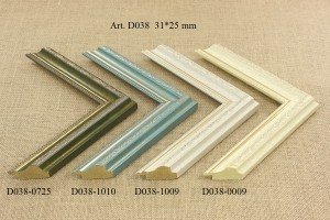 Rėmelio profilis D038-0725 1010 1009 0009: kreminis, sidabrinis ir tamsiai rudas, plotis 31 mm, 4 spalvų variantai