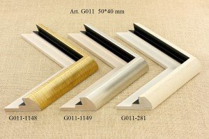 Rėmelio profilis G011: kreminis ir sidabrinis, plotis 50 mm, 3 spalvų variantai
