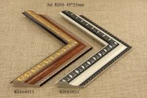 Rėmelio profilis K016-0513 0511: natūralios medienos ir bronzinis, plotis 45 mm, 2 spalvų variantai