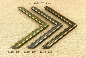 Rėmelio profilis K018-1208 1209 1212: tamsiai rudas, natūralios medienos ir bronzinis, plotis 20 mm, 3 spalvų variantai