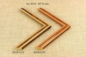 Rėmelio profilis K018-1210 1207: natūralios medienos ir oranžinis, plotis 20 mm, 2 spalvų variantai