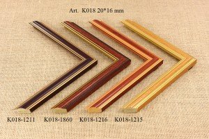 Rėmelio profilis K018-1211 1860 1216 1215: auksinis, šviesiai rudas ir oranžinis, plotis 20 mm, 4 spalvų variantai