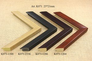 Rėmelio profilis K071-1388 2336 1206 1204: rudas, juodas ir natūralios medienos, plotis 25 mm, 4 spalvų variantai