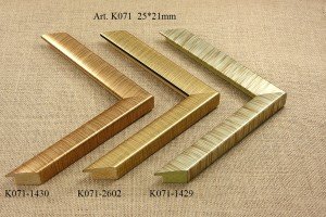 Rėmelio profilis K071-1430 2602 1429: natūralios medienos, plotis 25 mm, 3 spalvų variantai