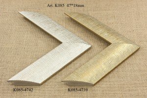 Rėmelio profilis K085-4742 4739: natūralios medienos ir kreminis, plotis 47 mm, 2 spalvų variantai