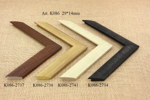 Rėmelio profilis K086-2737 2738 2741 2734: juodas, natūralios medienos ir kreminis, plotis 29 mm, 4 spalvų variantai