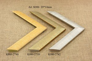 Rėmelio profilis K086-2740 2739 2742: kreminis, natūralios medienos ir šviesiai auksinis, plotis 29 mm, 3 spalvų variantai