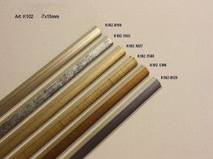 Rėmelio profilis K102: tamsiai pilkas, rudas, tamsiai auksinis ir bronzinis, 6 spalvų variantai