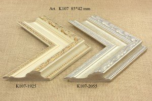 Rėmelio profilis K107-1925 2055: kreminis ir natūralios medienos, plotis 85 mm, 2 spalvų variantai