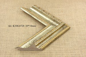Rėmelio profilis K108-0728: natūralios medienos, plotis 69 mm