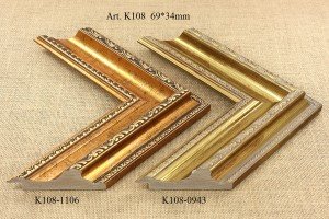 Rėmelio profilis K108-1106 0943: tamsiai auksinis, plotis 69 mm, 2 spalvų variantai