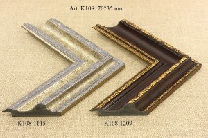 Rėmelio profilis K108-1115 1209: tamsiai rudas ir natūralios medienos, plotis 70 mm, 2 spalvų variantai