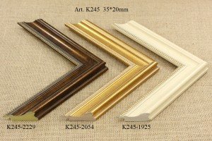 Rėmelio profilis K245-2229 2054 1925: kreminis ir natūralios medienos, plotis 35 mm, 3 spalvų variantai