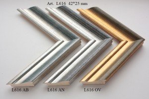 Rėmelio profilis L616 (AB AN OV): šviesiai rudas ir pilkas, plotis 42 mm, 3 spalvų variantai