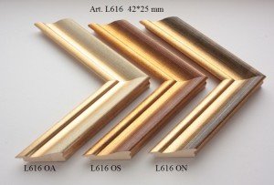 Rėmelio profilis L616 (OA OS ON): šviesiai rudas ir natūralios medienos, plotis 42 mm, 3 spalvų variantai