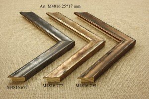 Rėmelio profilis M4816.677 , M4816.777 , M4816.799: rudas ir natūralios medienos, plotis 25 mm, 3 spalvų variantai