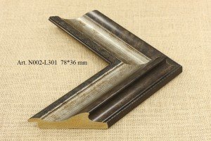 Rėmelio profilis N002-L301: sidabrinis ir tamsiai pilkas, plotis 78 mm